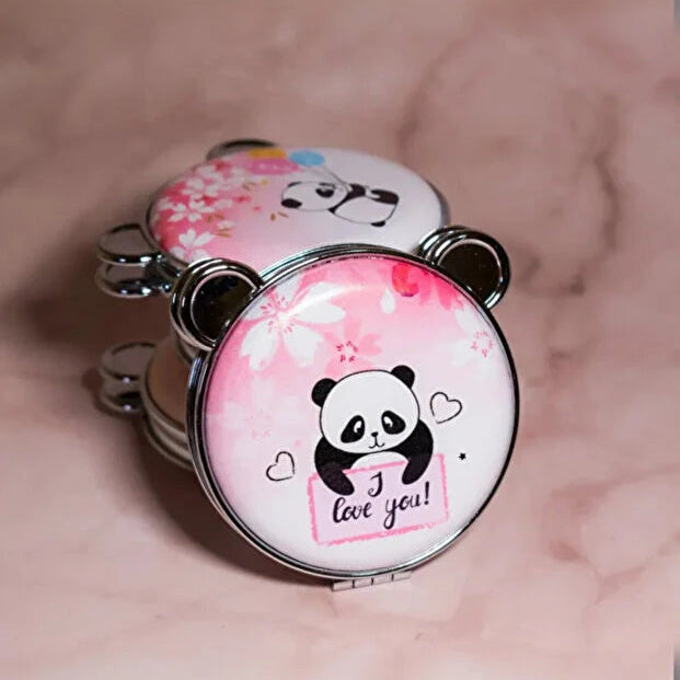 Yuvarlak Desenli Katlanır Makyaj Aynası