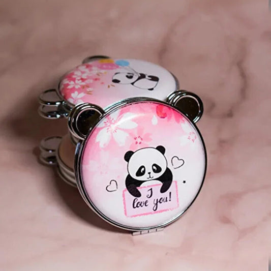 Yuvarlak Desenli Katlanır Makyaj Aynası